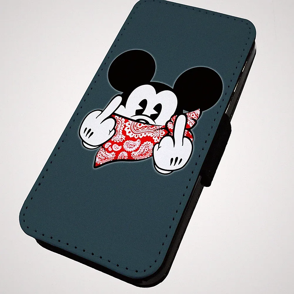 Bedruckte Flip Handyhülle iPhone, Samsung & Huawei Mickey Bandana Finger