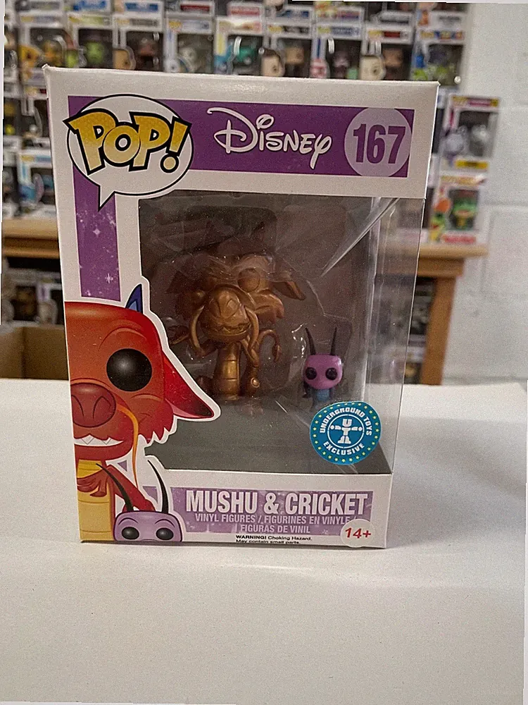 Beschädigte Box Disney Mulan Mushu & Cricket 3,75" Pop Vinyl Figur Funko 167