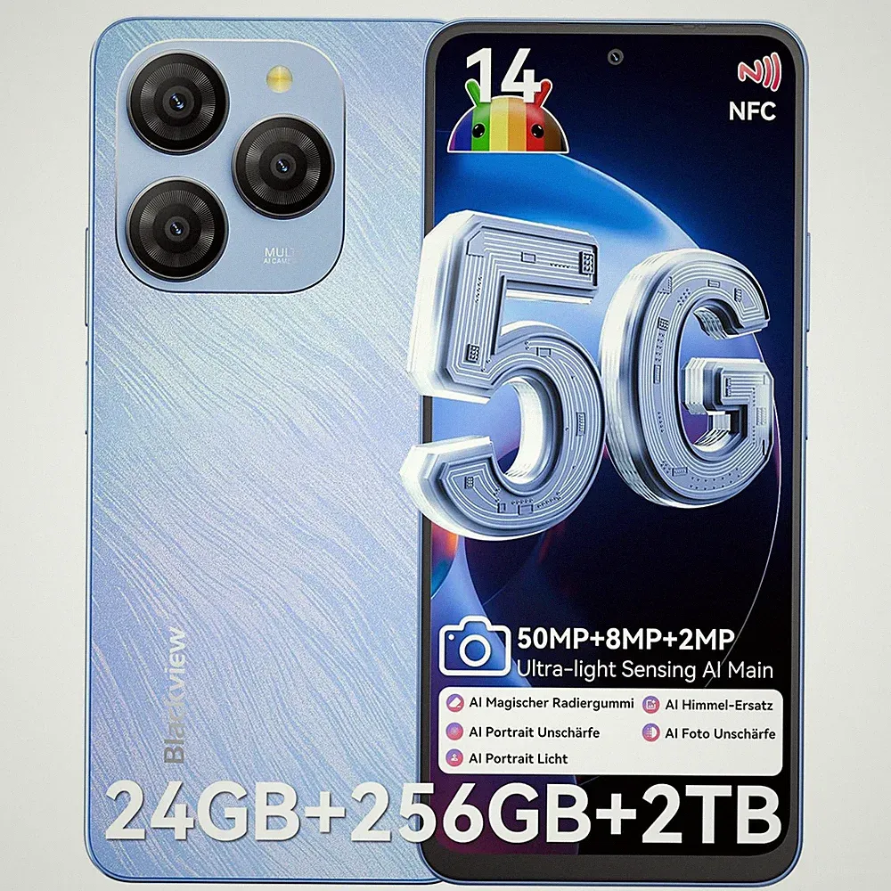 Blackview SHARK 9 5G AI Smartphone 24GB+256GB 6,67" Android 14 Handy NFC 50MP