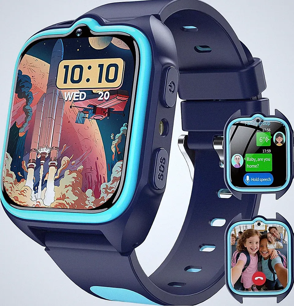 Blackview Smartwatch für Kinder, 1,75'' HD-Touchscreen, GPS, 4G Anruf, Blau, SOS