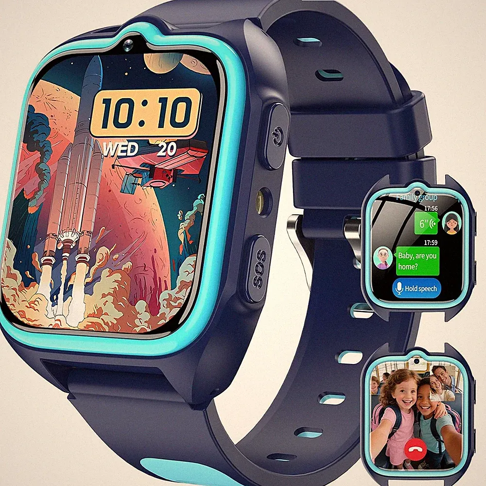 Blackview Smartwatch Kinder 1,75 Zoll Touchscreen GPS 4G Anruf SOS Notruf Blau