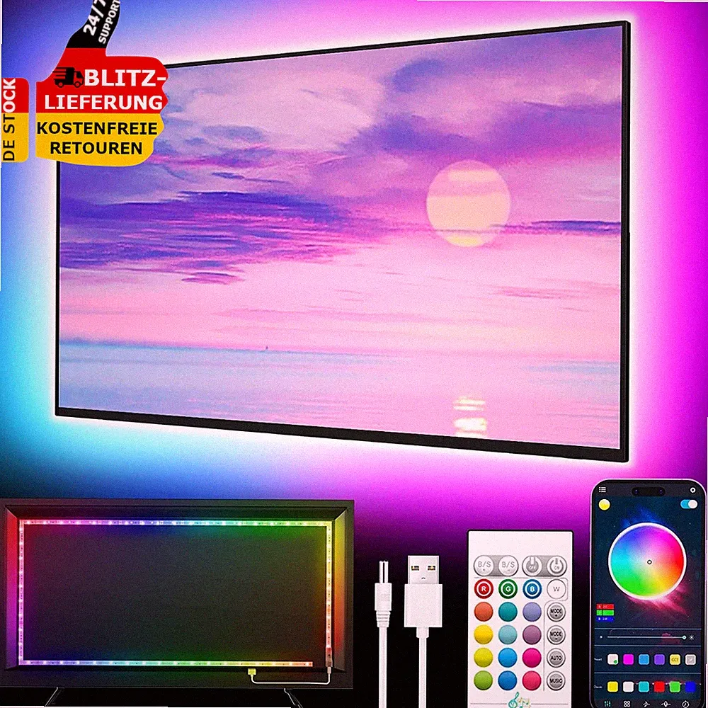 Bluetooth Led-Leuchten 45-75 Zoll TV LED Tv-Hintergrundbeleuchtung Musik Sync 5M