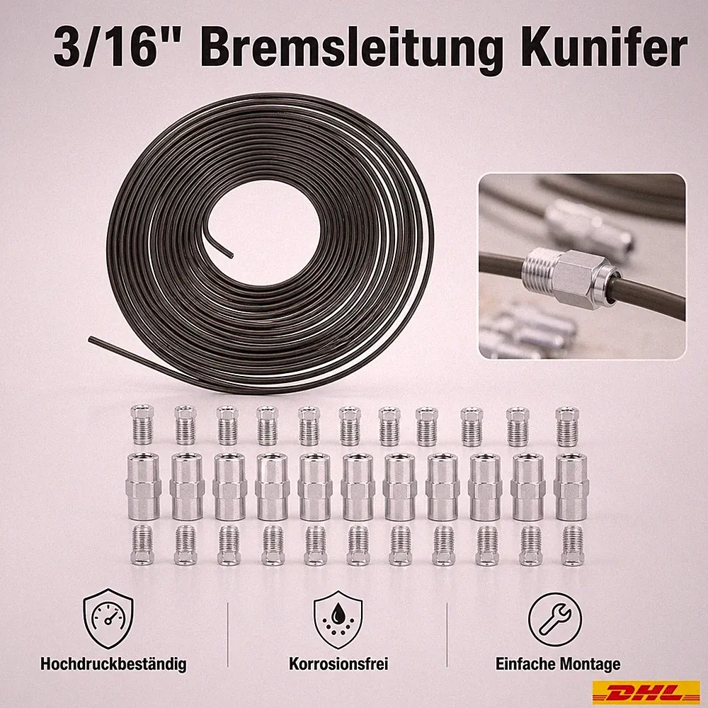 Bremsleitungs Reparaturset olivgrün legiert 3/16 Zoll 4,75MM 10m 10 Verbindungen