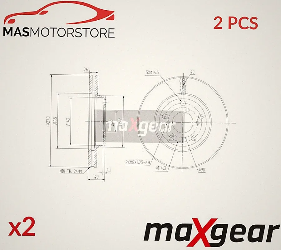 BREMSSCHEIBEN SATZ PAAR VORNE MAXGEAR 19-1867 2PCS A FÜR TOYOTA AURIS,COROLLA