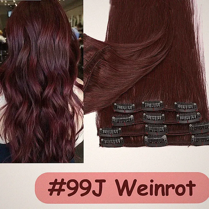 Clip In Remy Human Hair Extensions 100% Echthaar Haarverlängerung 8 Tressen Weft