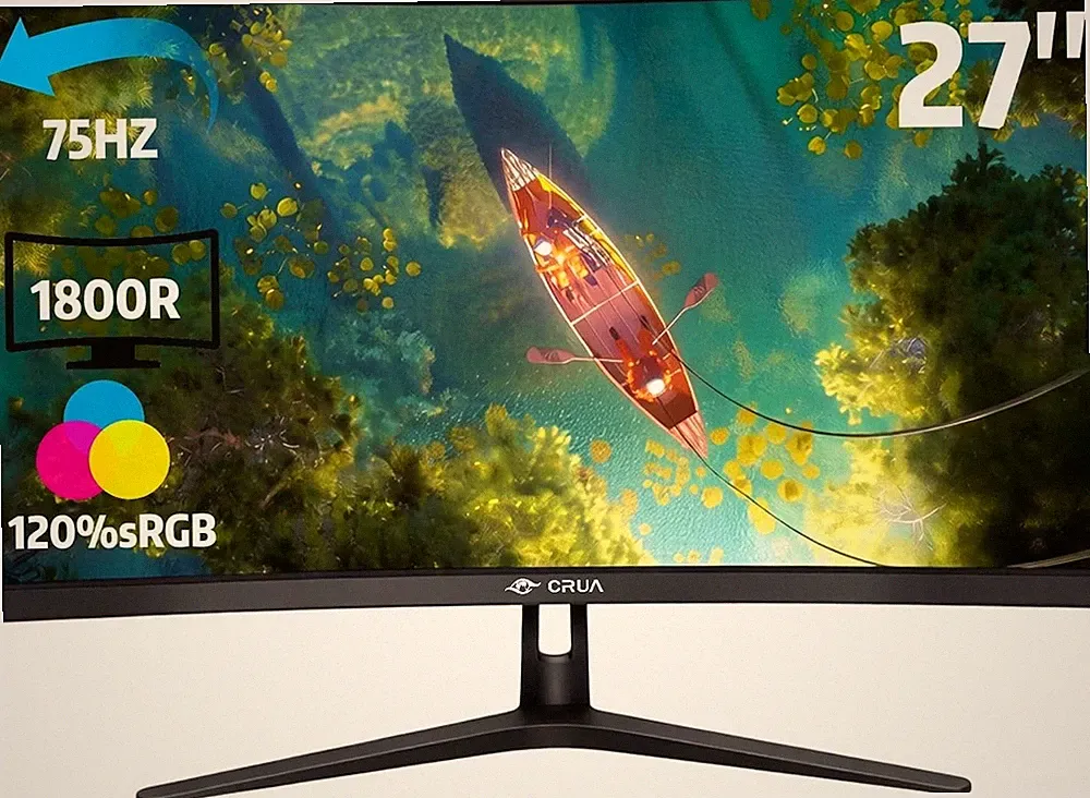 CRUA 27 Zoll Curved Monitor 75Hz 1800R 3-seit