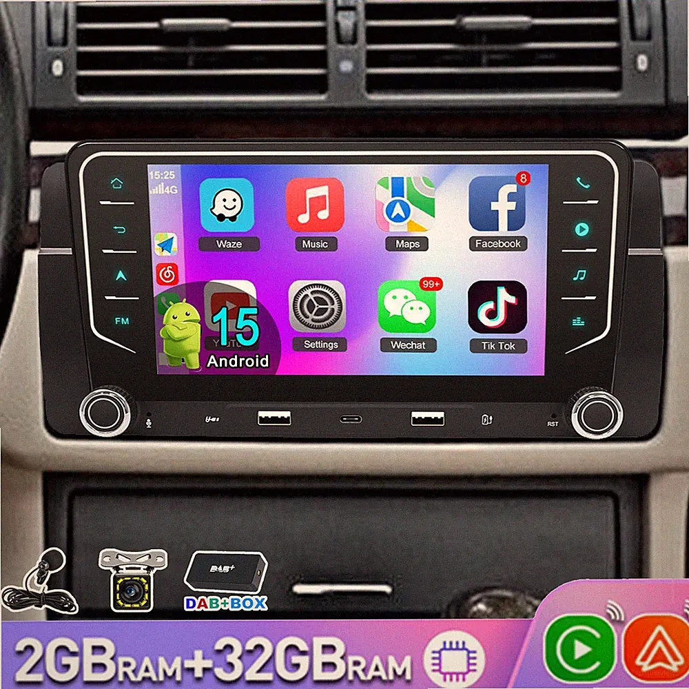 DAB+ Für BMW Rover 75 1999-2004 Android 15 2+32GB CarPlay Autoradio GPS USB +KAM