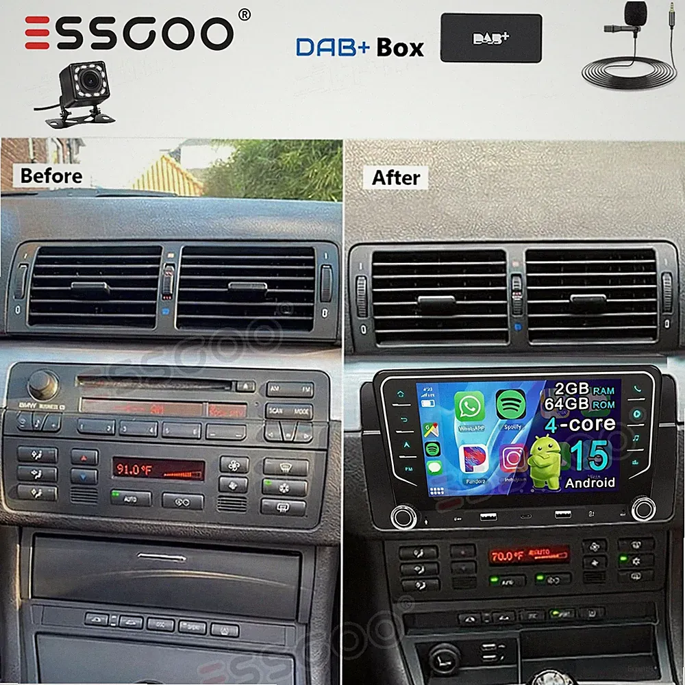 DAB+ Für BMW Rover 75 1999-2004 Android 15 2+64GB CarPlay Autoradio GPS USB KAM