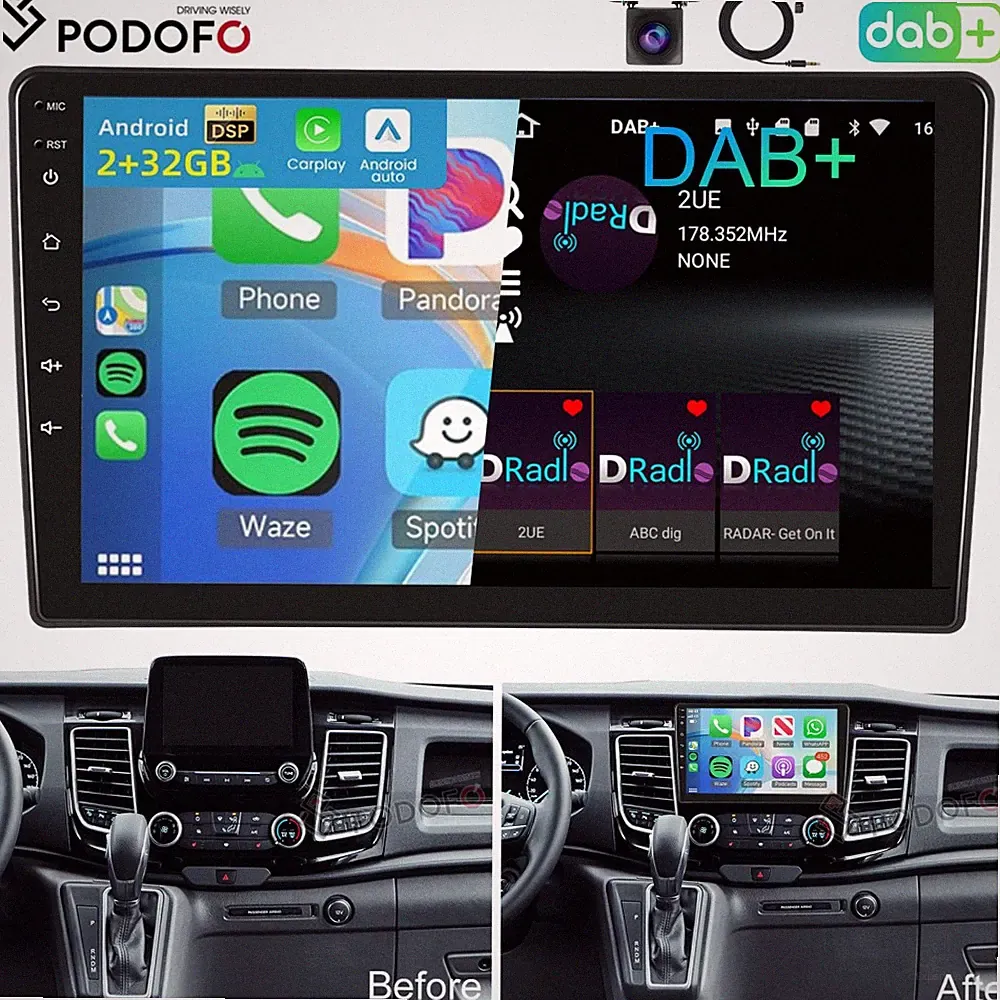 DAB+ Für Ford Transit Custom 2018-2023 Carplay Autoradio GPS Android 15 2+32GB