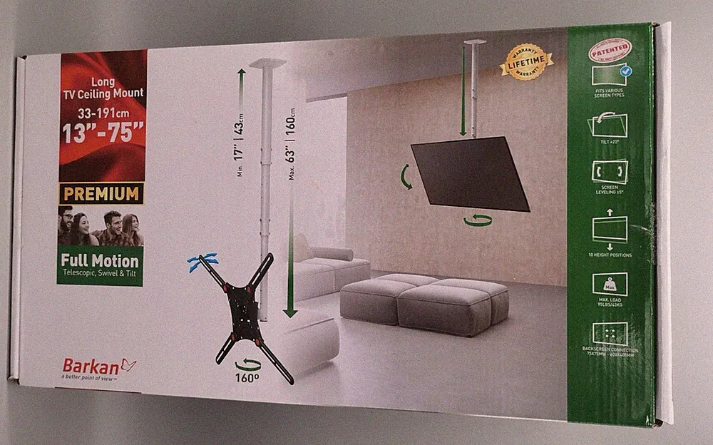 Deckenmontierte TV-Halterung für Fernseher bis 75 Zoll | VESA-kompatibel 13 - 75
