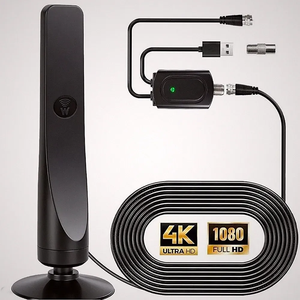 Digital TV DVB-T2 Antenne mit Verstärker HD 4K 1080P TV Zimmerantenne VHF/UHF