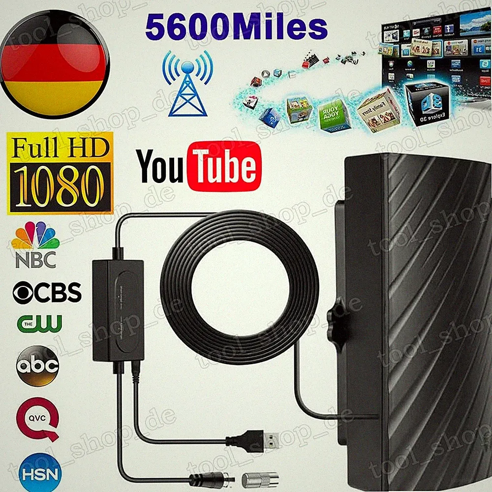 Digital TV DVB-T2 Antenne Verstärker 1080P mit Intelligentem Signalverstärker DE