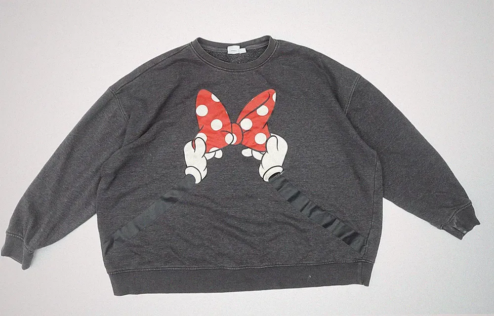 Disney Damen Sweatshirt grau Minnie Mouse Schleife 2XL Baumwollmischung