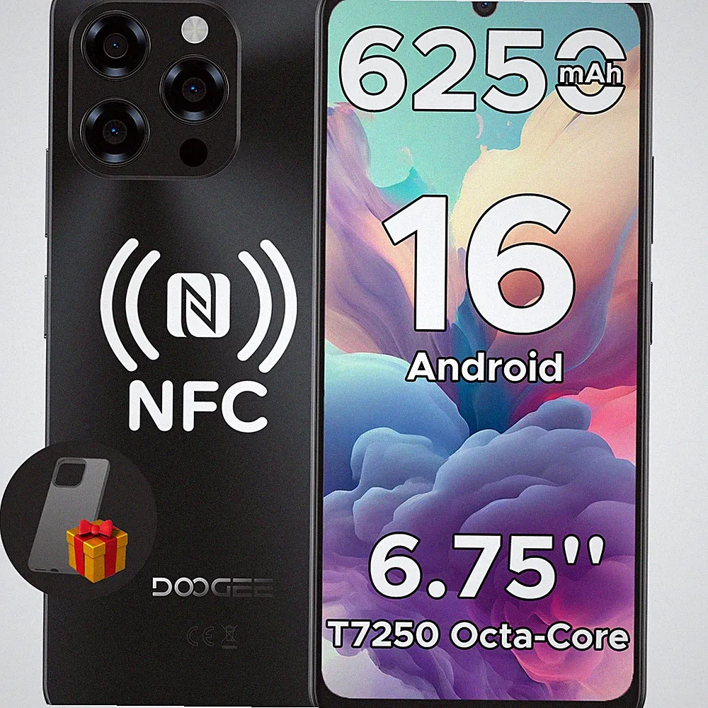 DOOGEE Note58 Pro 6,75 Zoll Smartphone 32GB+256GB 6250mAh NFC Handy Android 16