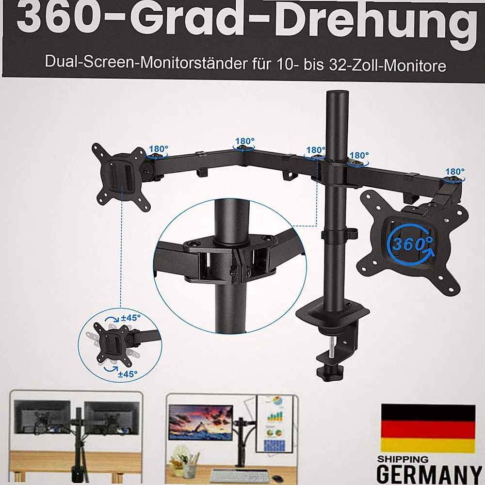 Dual LED Monitor Stand "10-32"hält zwei LCD-Bildschirm TV Schreibtisch Halterung