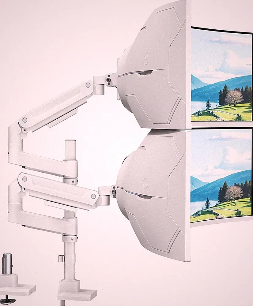 Dual Monitorhalterung 17-49 Zoll 20kg/Arm VESA 75/100mm Weiß