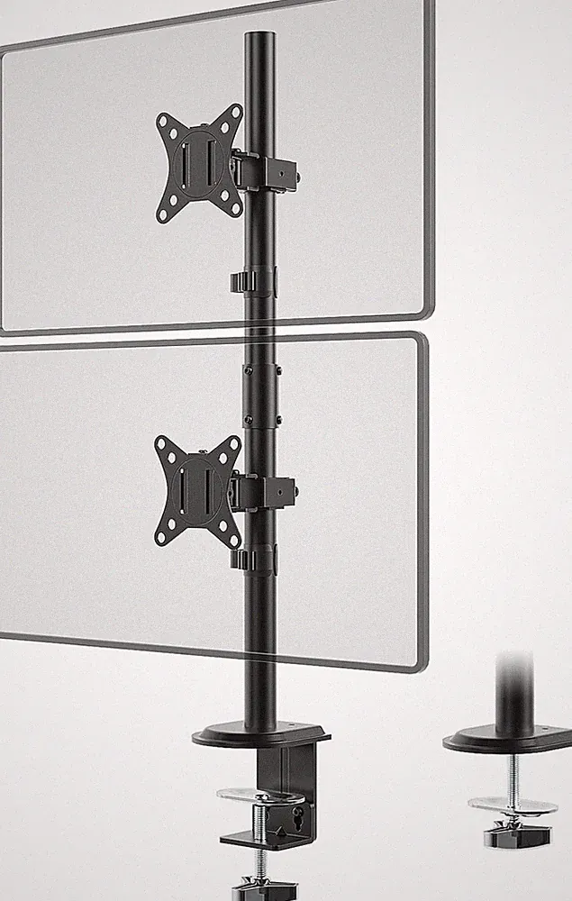 Dual-Monitorständer 17-32 Zoll, 9kg, schwarz, C-Klemmhalterung, VESA 75x75