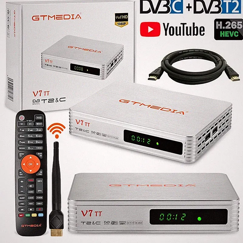 DVB-T/T2 FULL HD TV terrestrische Receiver HEVC H.265 HDMI Ethernet WIFI Antenne