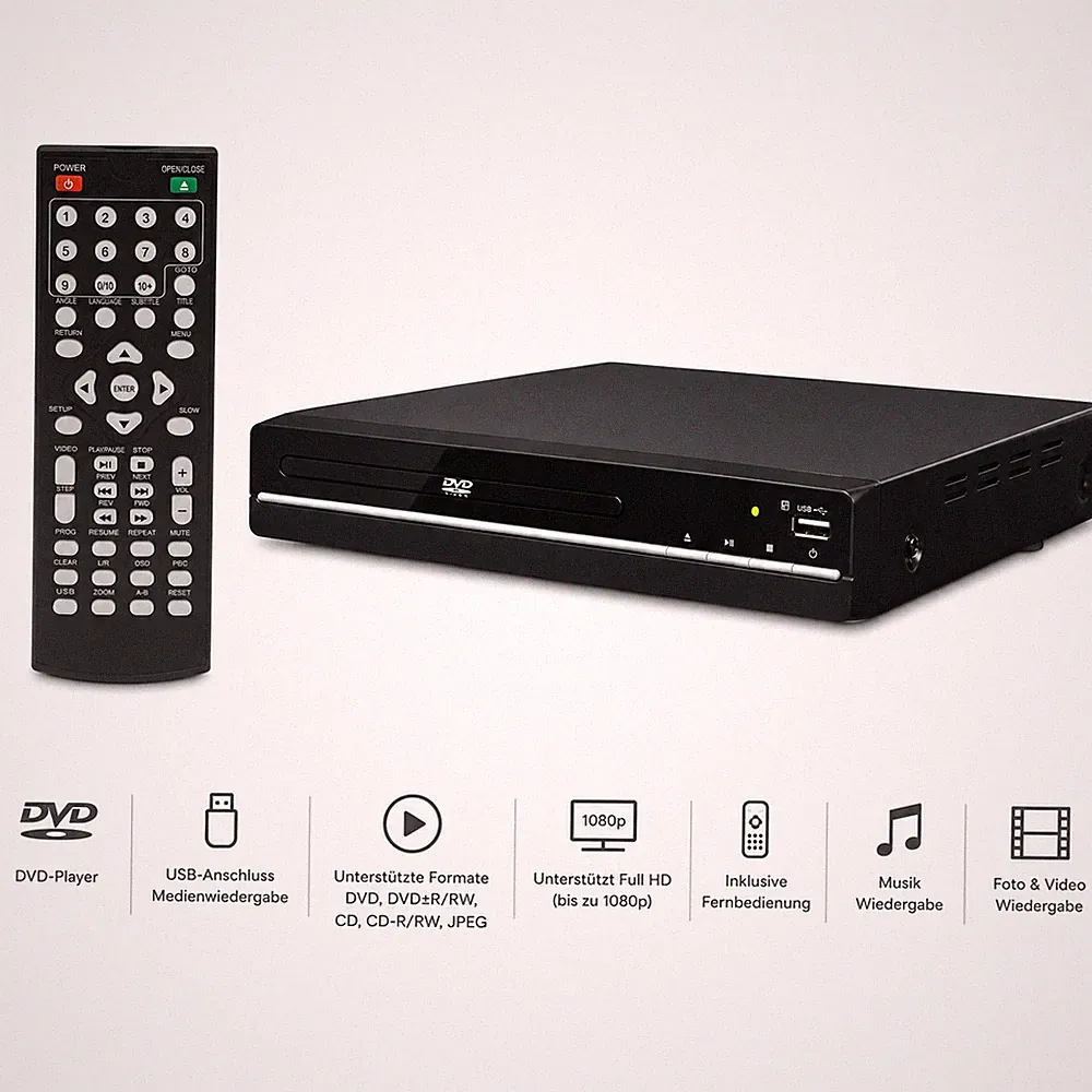 DVD Player mit HDMI Anschluss Mediaplayer AVI USB SCART FULL HD Region Free