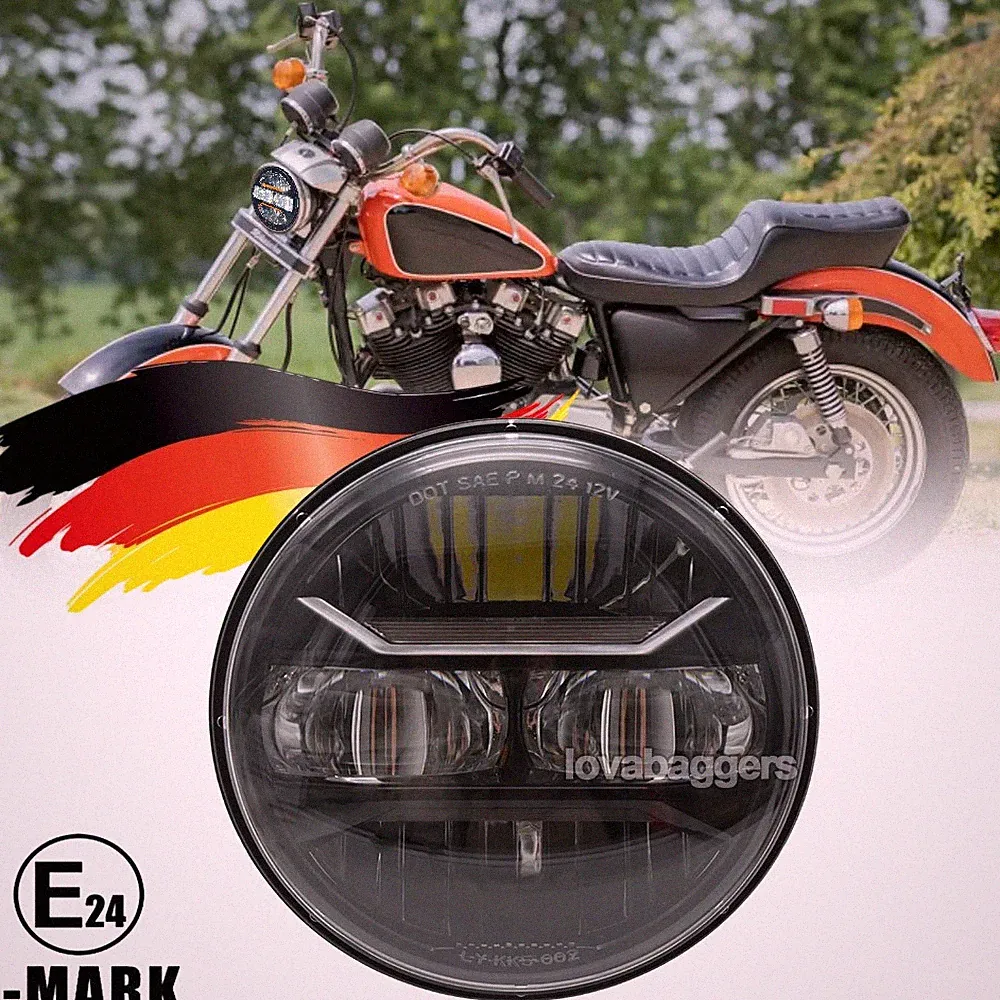 E-Geprüft 5.75 Zoll LED Motorrad Scheinwerfer Hi/Lo Strahl Für Harley Davidson