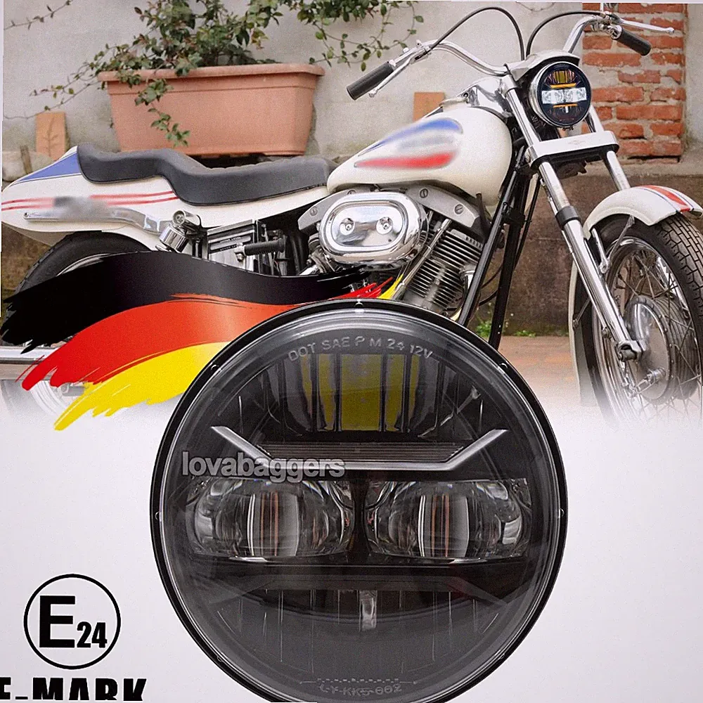 E24 5.75 Zoll LED Motorrad Scheinwerfer Gelbe Tagfahrlicht Für Harley Davidson