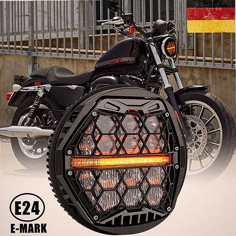 E24 5,75 Zoll LED Scheinwerfer Frontscheinwerfer für Harley Davidson Hi/Lo Beam