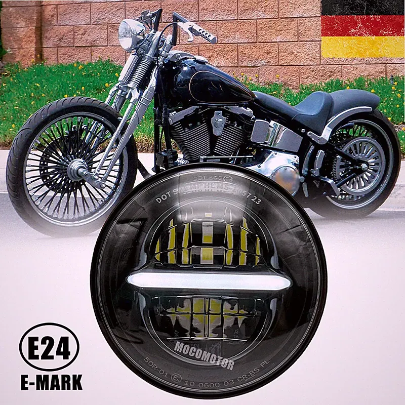 E24 5,75 Zoll LED Scheinwerfer für Harley-Davidson Indian Triumph Alle Sportster