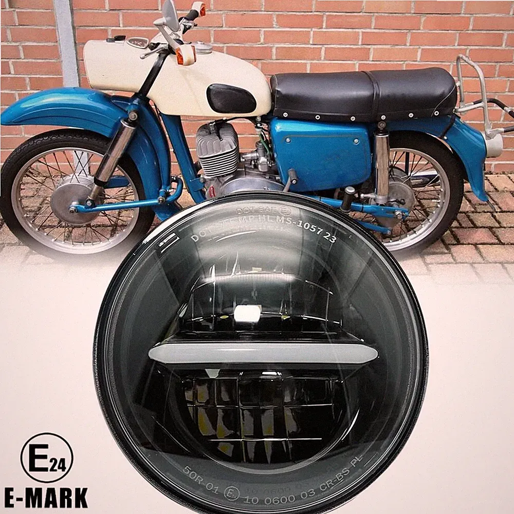 E24 5,75 Zoll LED Scheinwerfer Hoher Niedriger Strahl Für MZ ES 150/1 IWL Simson
