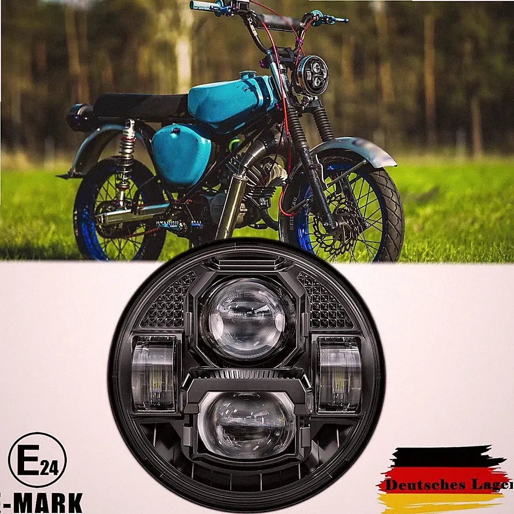 E24 5,75 Zoll Scheinwerfer Hi/Lo Strahl Für Simson S51 S50 Schwalbe STAR KR51/2