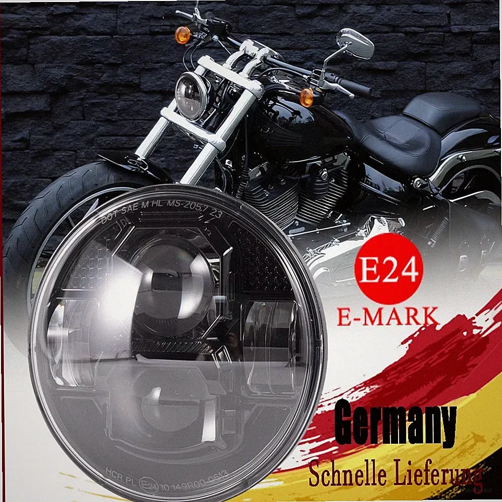 E24 E-Nummer 5,75 Zoll LED Scheinwerfer Hi/Lo Beam für Harley FXSB FXSBSE FXSTD