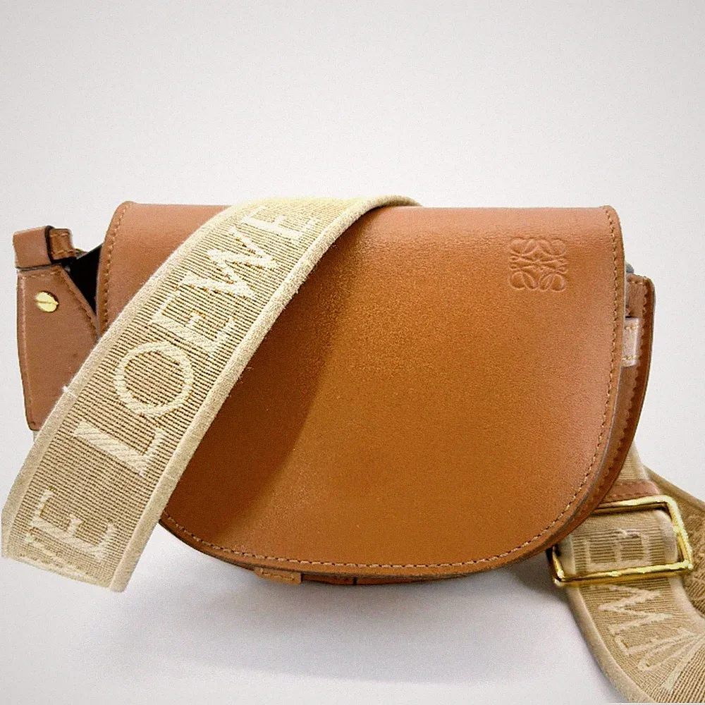 Echte LOEWE Gate Dual Mini Schultertasche orange Leder 202K08265