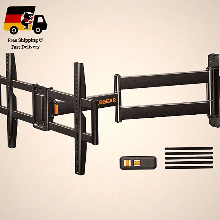 Eck TV Wandhalterung 37-75 Zoll Schwenkbar bis 45 kg mit 822 mm Arm Mattschwarz