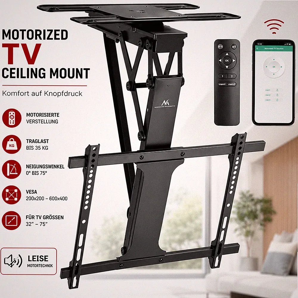 Elektrische TV Deckenhalterung 32-75 Zoll Motorisiert APP Fernbedienung bis 35kg