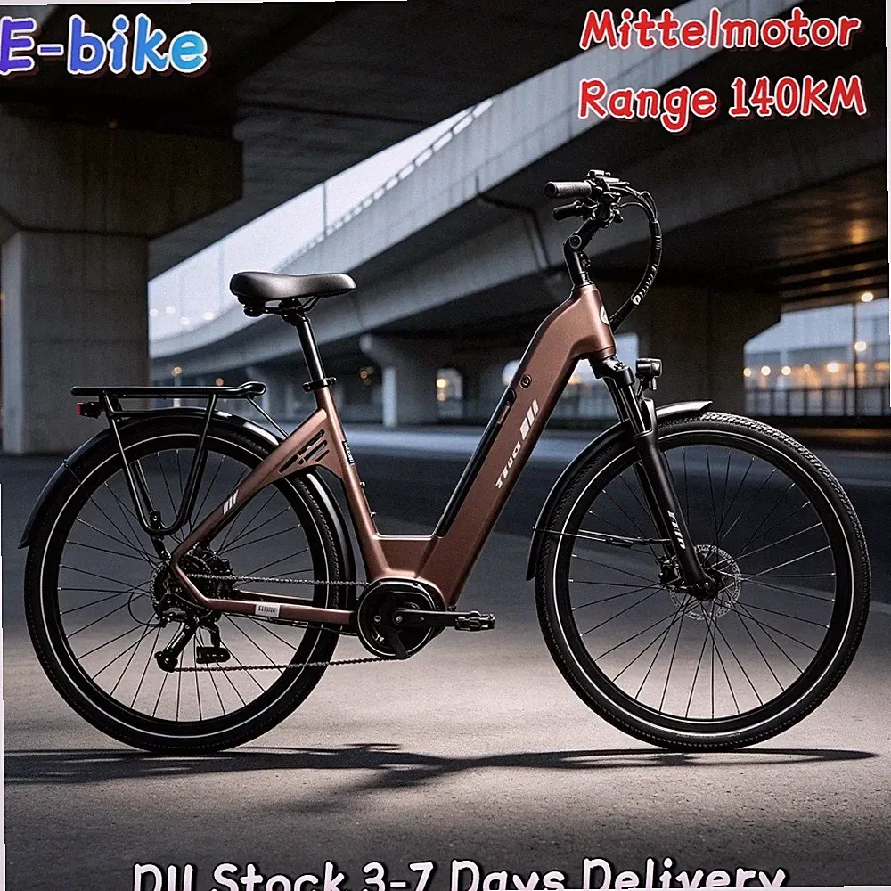 Elektrofahrrad 28" 250W BAFANG Mittelmotor 18AH 140KM 75NM City eBike 9-Gang