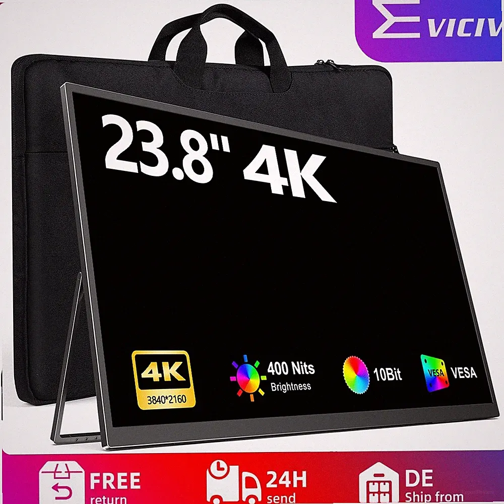 EVICIV 24 Zoll 4K Portable Monitor Tragbarer Monitore UHD 2160P IPS Für Mobile A