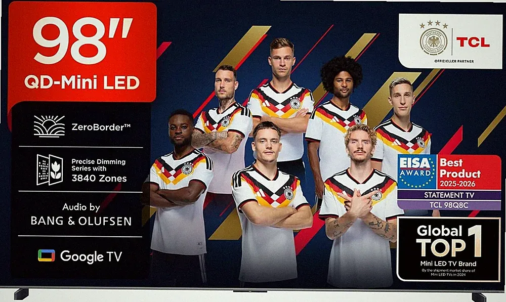 Fernseher TCL 98Q8C 98 Zoll QD-Mini LED, 4K HDR Premium 5000, ZeroBorder™, Smart