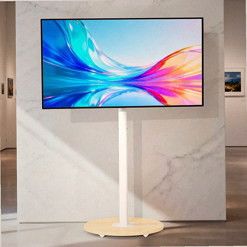 Fernsehständer Holz 40–75 Zoll TV Ständer höhenverstellbar Standfuß mit Rollen