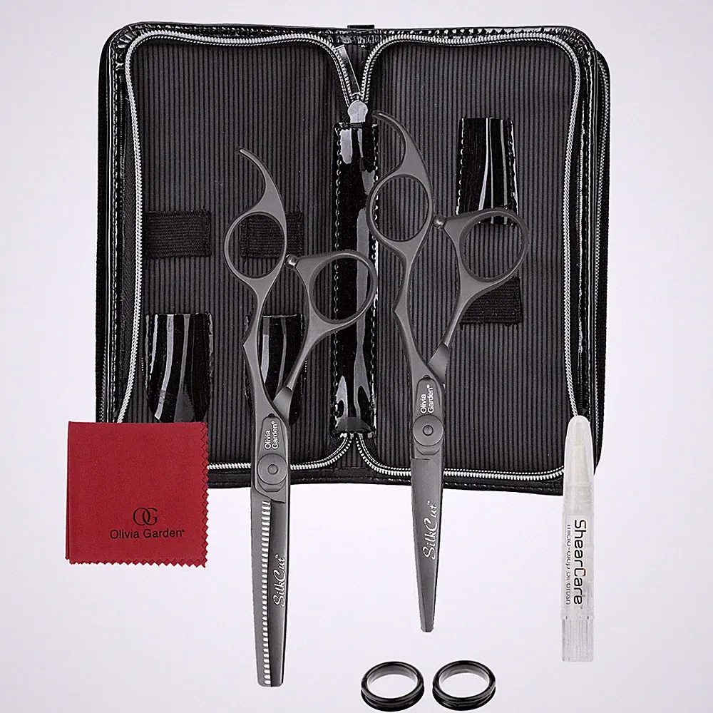 Friseur Haarscheren Set Matt Black Olivia Garden HS 5,75 + Mod. 6,35 Zoll
