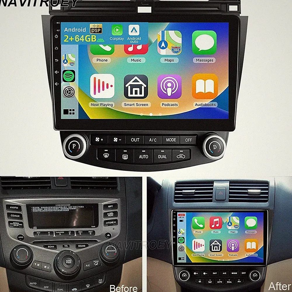 Für Honda Accord 7 VII 2003-2007 Android 15 Autoradio GPS Navi Carplay BT 2+64GB