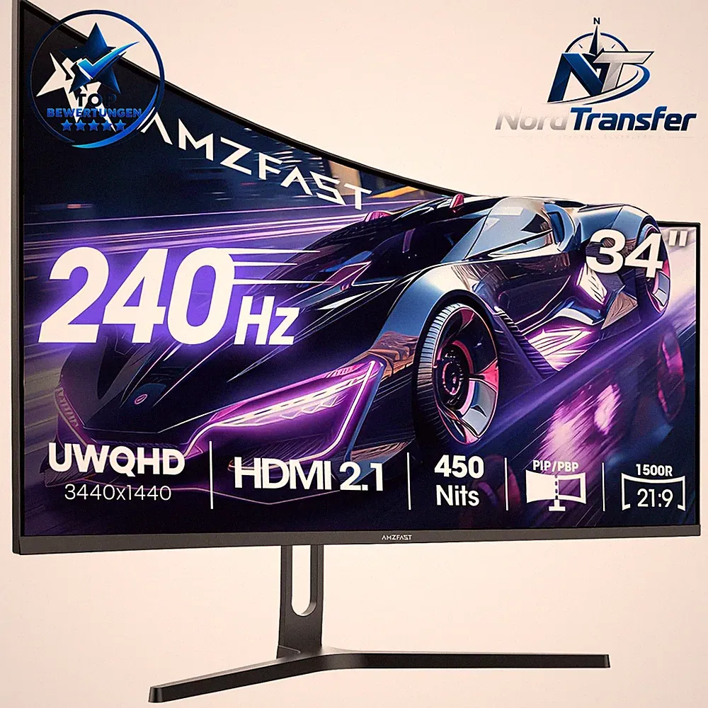 Gaming Monitor 34 Zoll Curved 3440x1440 UWQHD 240Hz 1ms VA 21:9 VESA75x75