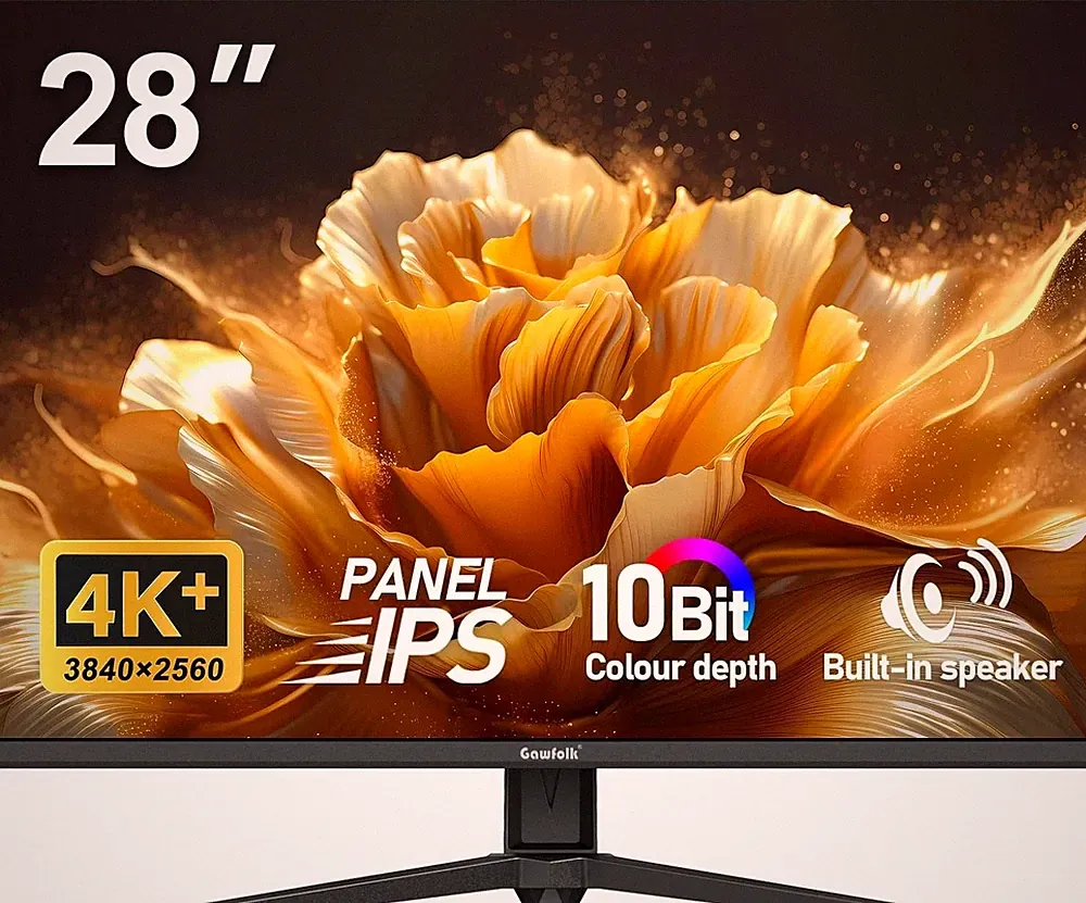 Gawfolk Gaming Monitor 28.5 Zoll 4K 60Hz, IPS PC Bildschirm mit Lautsprecher