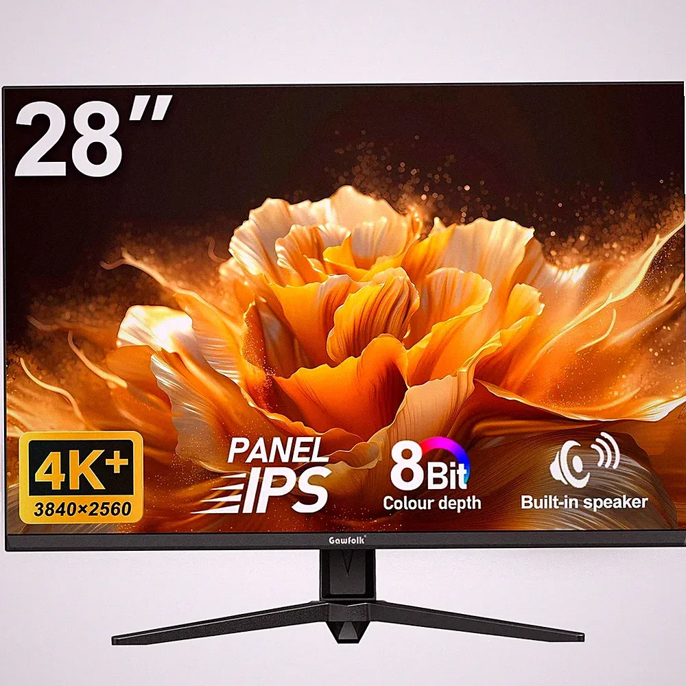 Gawfolk Gaming Monitor 28 Zoll 4K 60Hz IPS Bildschirm mit Lautsprechern HDMI DP