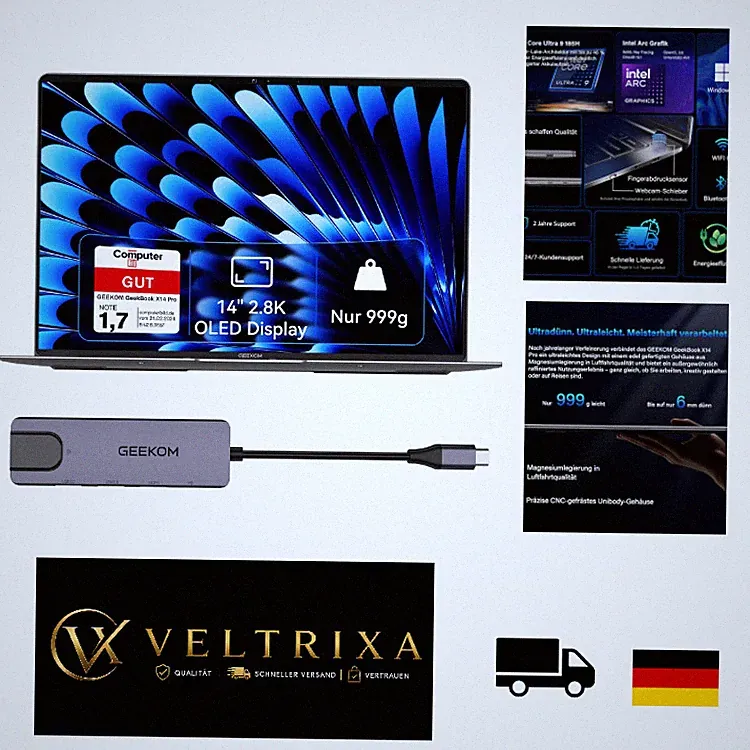 GEEKOM GeekBook X14 Pro 14" 2.8K OLED Laptop Intel Ultra 9 32GB 1TB SSD Win 11