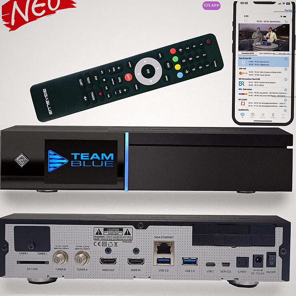 Gigablue Quad 4K Pro Twin Sat Receiver mit Festplatte 2x DVB S2 Aufnahmefunktion