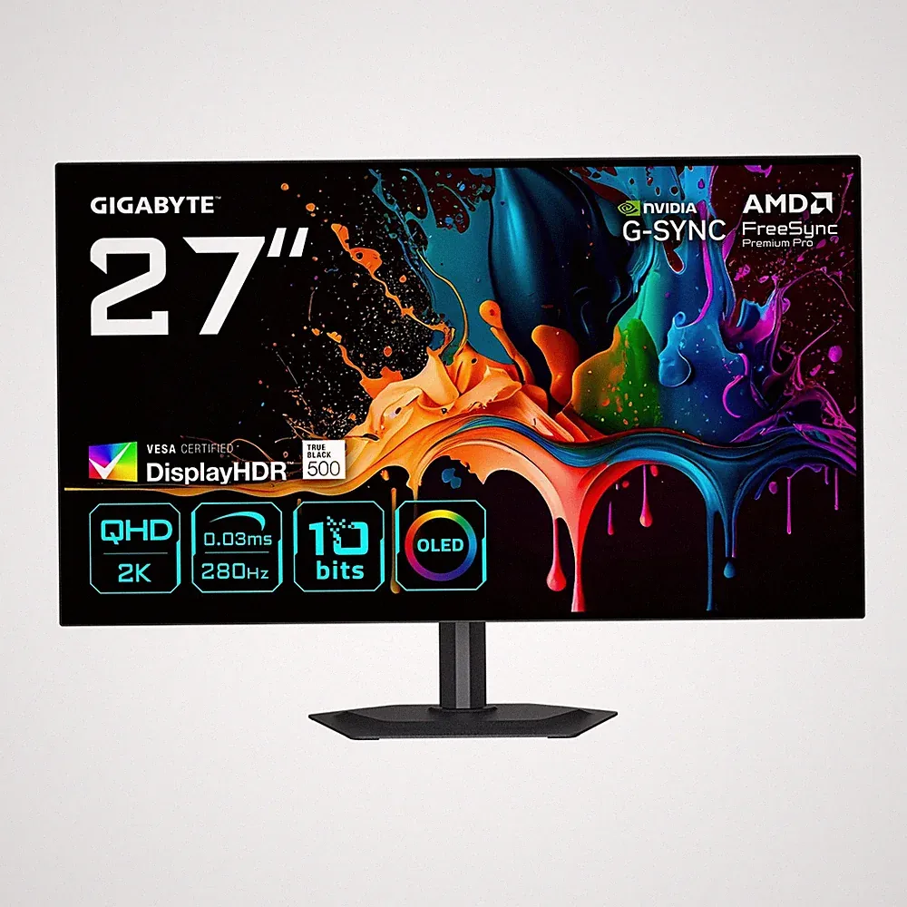 GIGABYTE MO27Q28G 27 Zoll QHD wOLED Gaming Monitor 280 Hz DP/HDMI/USB-C 0,03ms