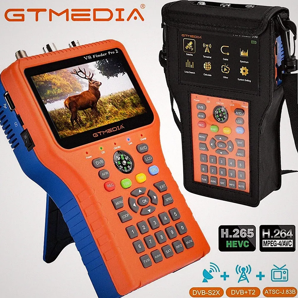 GTMEDIA V8 Finder Pro 2 Sat Finder Messgerät DVB-S2/T2/C 4,3 Zoll LCD Kompass DE