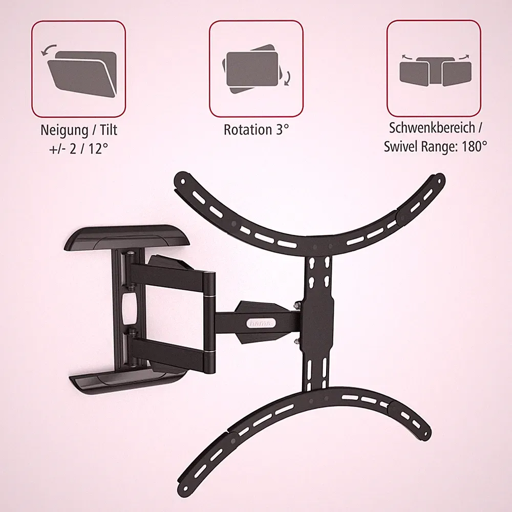 Hama TV Wandhalterung Wandhalter 75 Zoll Fernseher neigbar schwenkbar 3 Gelenke