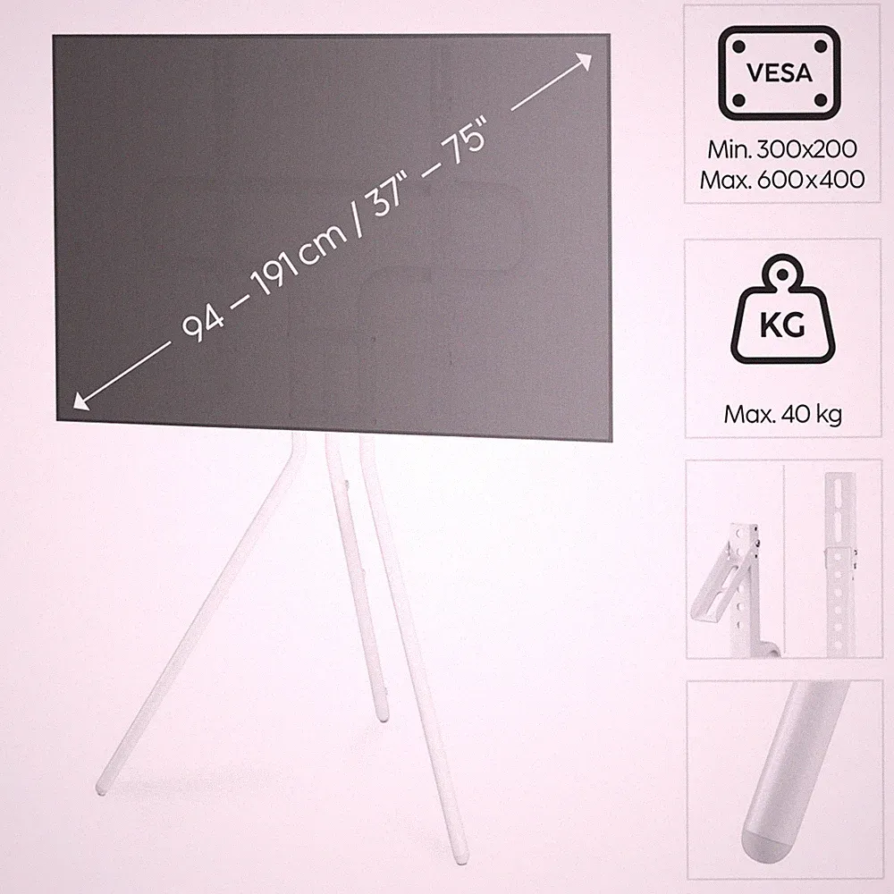 Hama Universal TV Ständer Bodenständer 37 – 75 Zoll LCD LED höhenverstellbar Wei