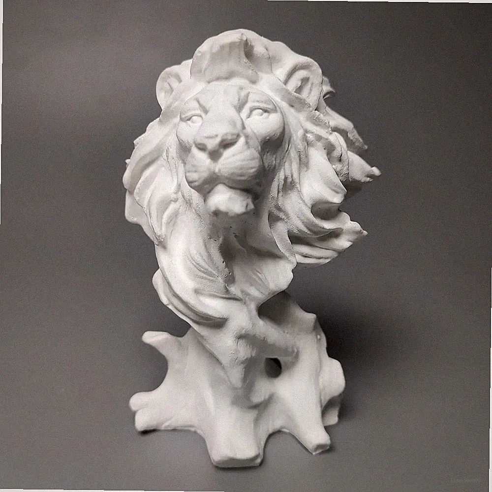 Handgefertigte Löwenbüste Skulptur, klassisches Gips Tier Porträt Statue...