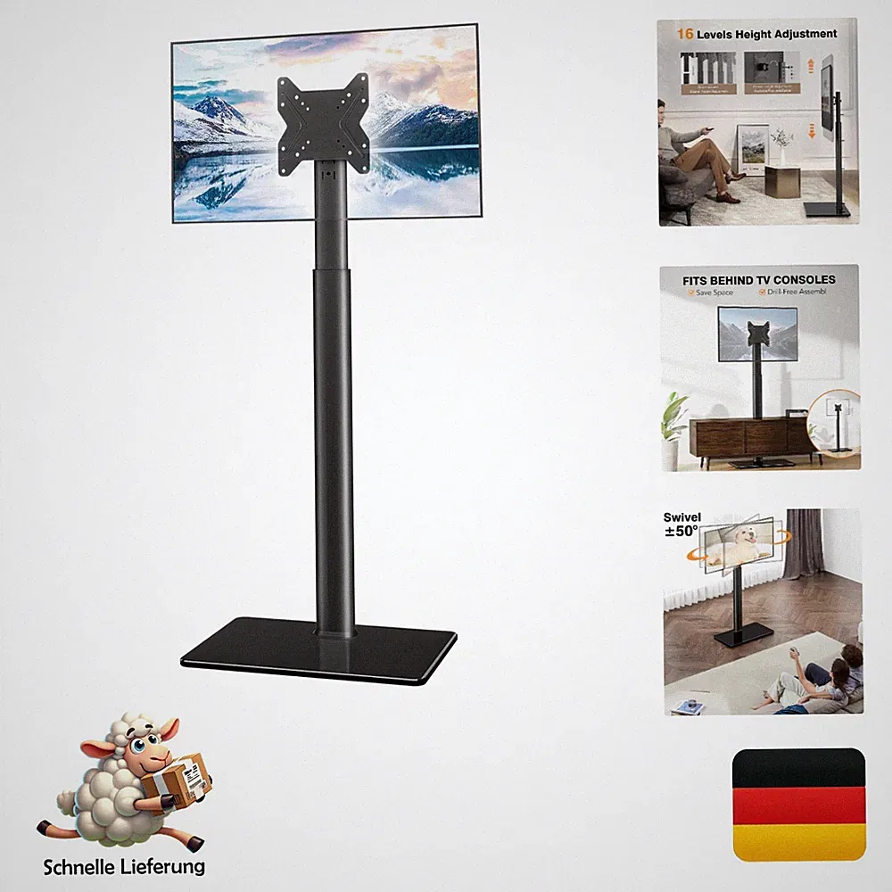 Hemudu TV Ständer 19-43 Zoll schwenkbar höhenverstellbar Metall Schwarz Boden...